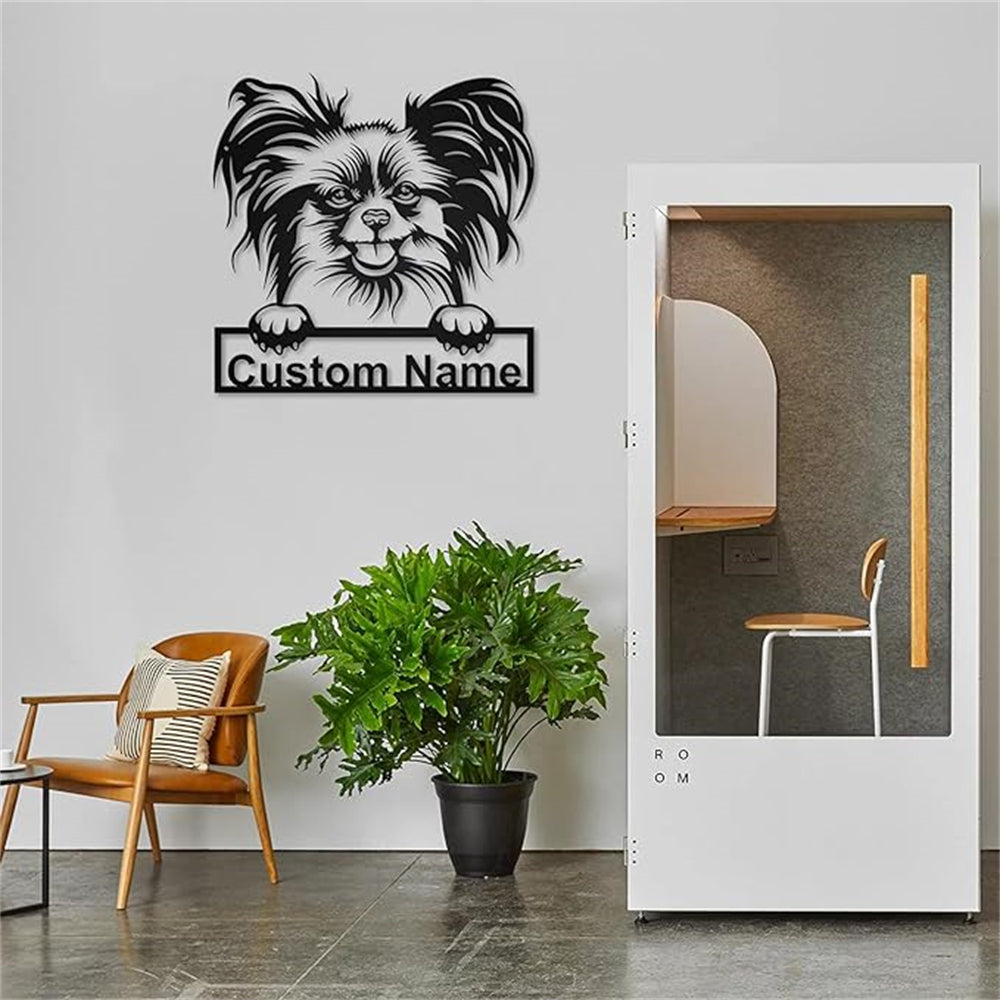 Personalized Papillon Dog Metal Sign Art