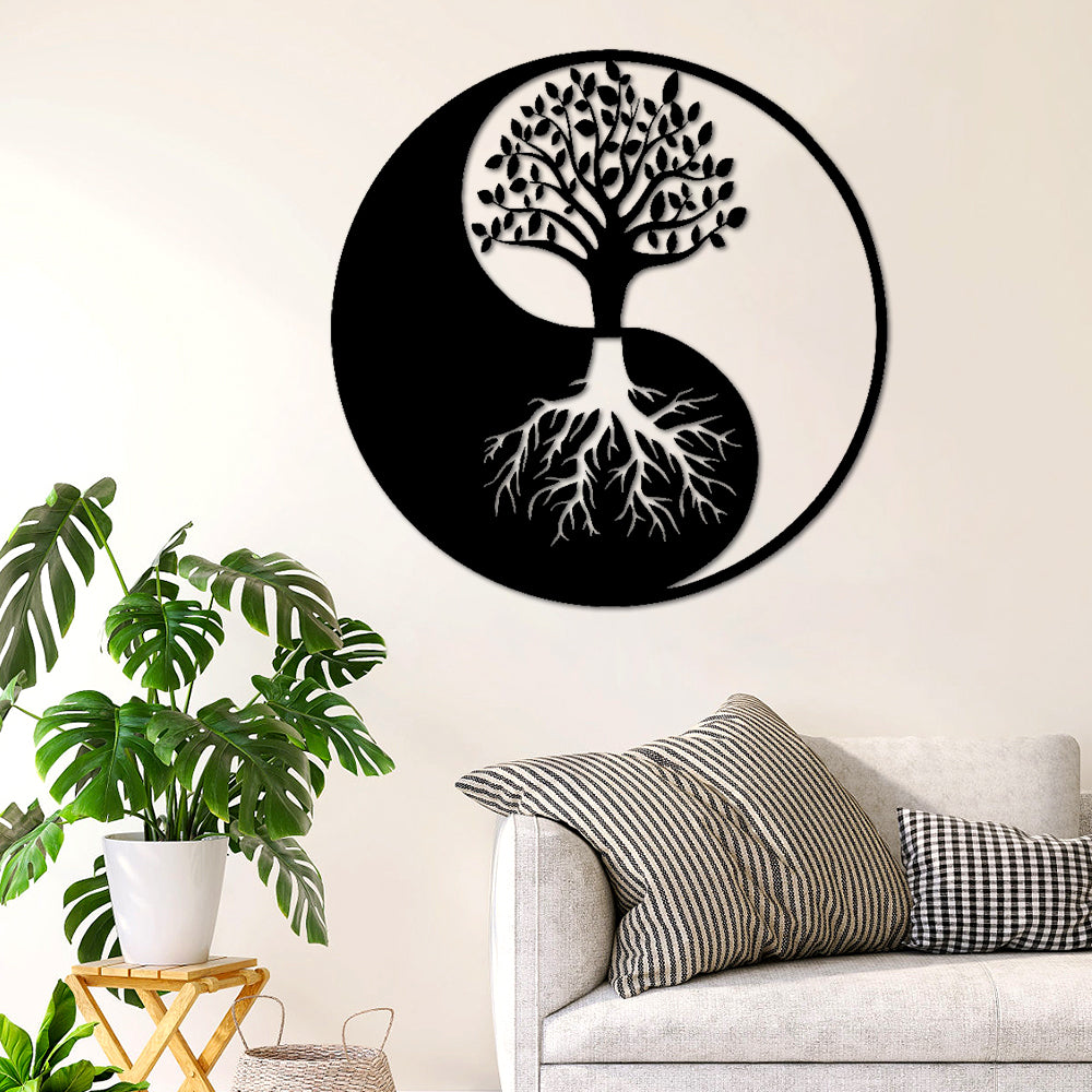 Metal Yin Yang Decor Tree of Life Metal Wall Art