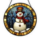 Christmas Snowman Sun Catcher Decoration Stained Glass Window Hanging