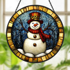 Christmas Snowman Sun Catcher Decoration Stained Glass Window Hanging