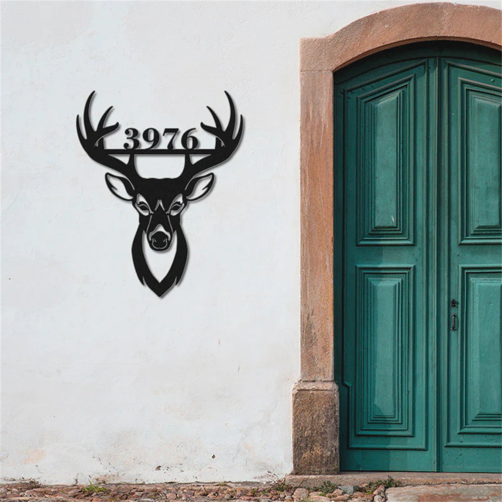 Deer Head House Numbers Address Metal Sign Custom
