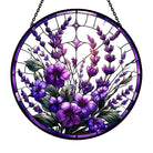 Elegant Bauhinia and Violets Sun Catcher Decoration Stained Glass Window Hanging