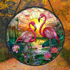 Flamingo Sun Catcher Decoration Stained Glass Window Hanging