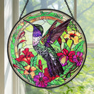 Hummingbirds and Flowers Sun Catcher Decoration Stained Glass Window Hanging