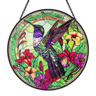 Hummingbirds and Flowers Sun Catcher Decoration Stained Glass Window Hanging