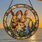 Rabbit Garden Sun Catcher Decoration Stained Glass Window Hanging