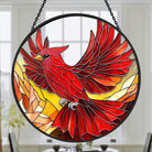 Red Cardinals Bird Sun Catcher Decoration Stained Glass Window Hanging