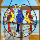 Spring Cardinals Sun Catcher Decoration Stained Glass Window Hanging