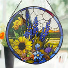 Sunflower Lavender Sun Catcher Decoration Stained Glass Window Hanging