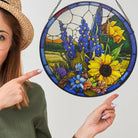 Sunflower Lavender Sun Catcher Decoration Stained Glass Window Hanging