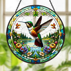 Vibrant Hummingbird Sun Catcher Decoration Stained Glass Window Hanging