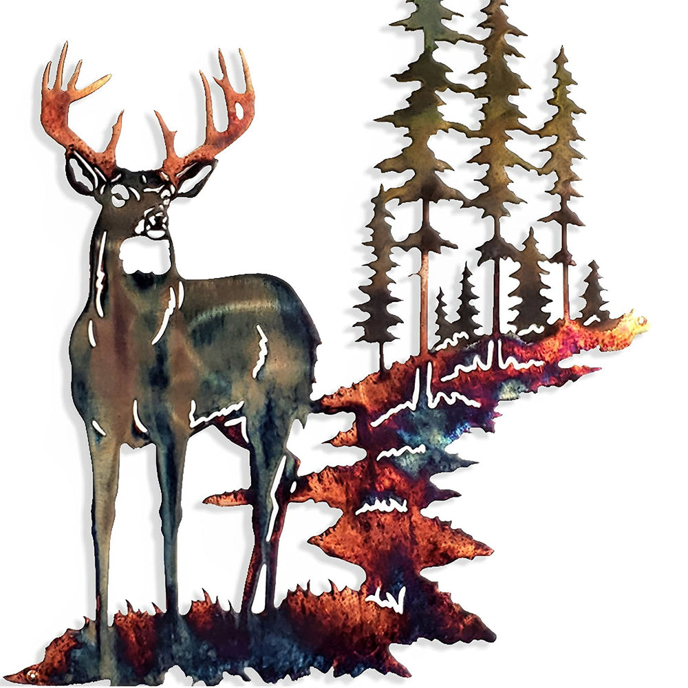 Forest and Elk Metal Wall Art
