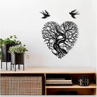 Heart-Shaped Tree and Birds Metal Wall Art
