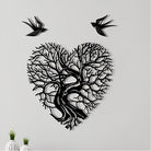 Birds and Heart-Shaped Tree of Life Metal Wall Art